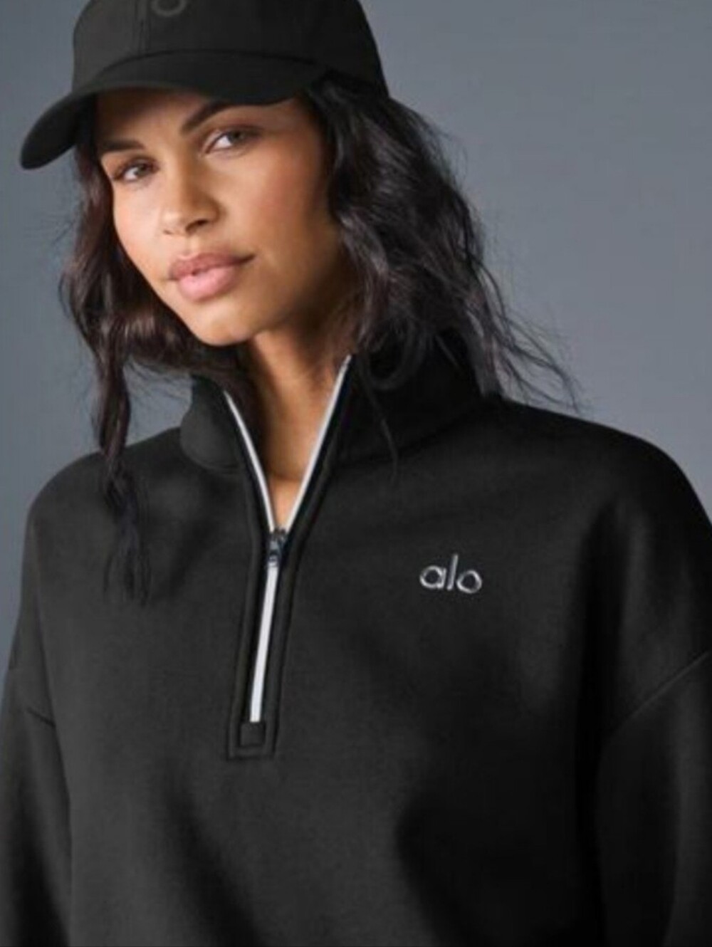 Alo Black Quarter-Zip Pullover Sweatshirt - Picture 2 of 10